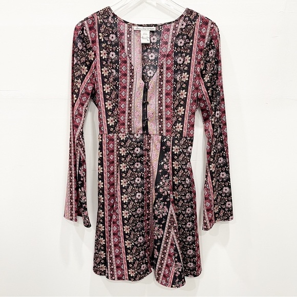 American Rag Belted Floral Button Front Fit & Flare Dress Bell Sleeve Large - Picture 1 of 8